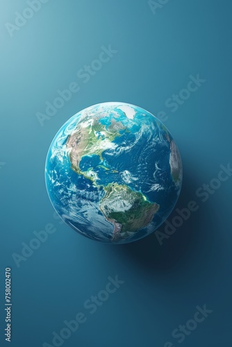 Fototapeta Naklejka Na Ścianę i Meble -  a close up of a blue earth with a shadow on a blue background