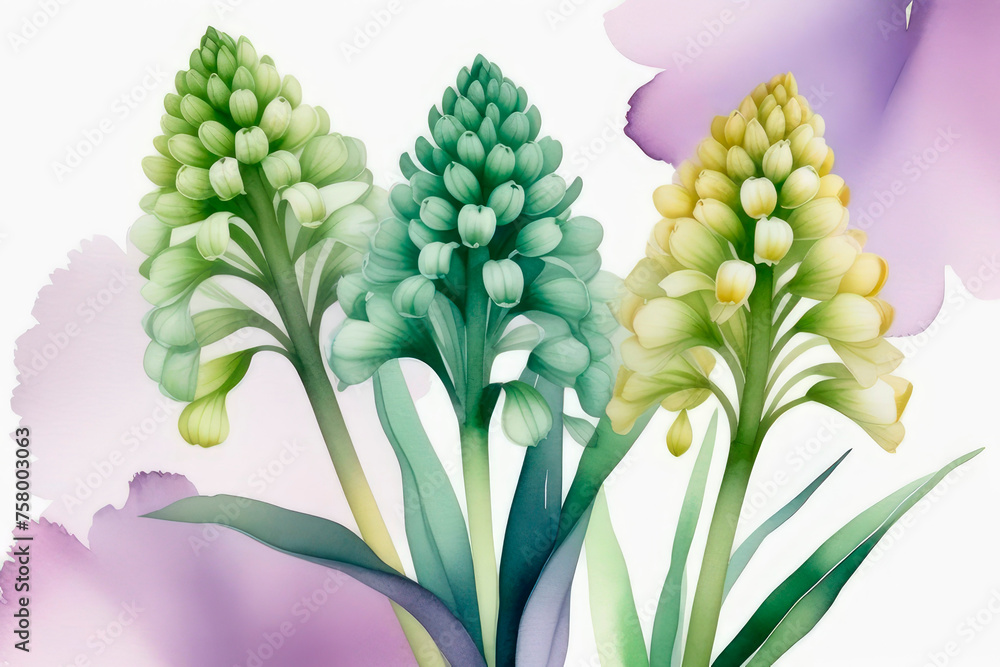 Fototapeta premium Art background with transparent x-ray hyacinths flowers.