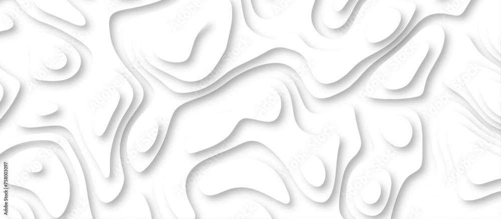 3d render, abstract white paper background. Paper cut vector art background banner texture. multi layer cutout geometric pattern on vector, Abstract soft white background with waves. - obrazy, fototapety, plakaty 