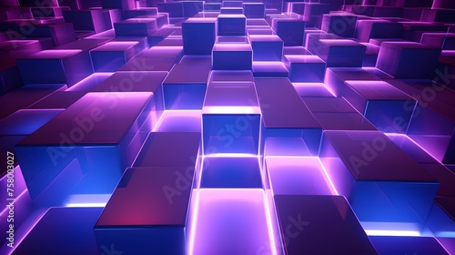 3d rendering of purple and blue abstract geometric background. Scene for advertising  technology  showcase  banner  game  sport  cosmetic  business  metaverse. Sci-Fi Illustration. Product display
