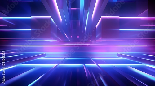 3d rendering of purple and blue abstract geometric background. Scene for advertising  technology  showcase  banner  game  sport  cosmetic  business  metaverse. Sci-Fi Illustration. Product display