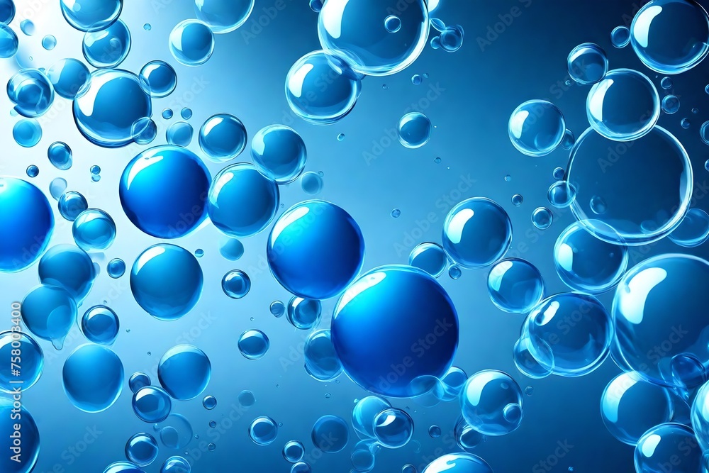 Abstract blue bubbles background with copy space represents freshness and fluidity Abstract blue bubbles background with copy space represents freshness and fluidity