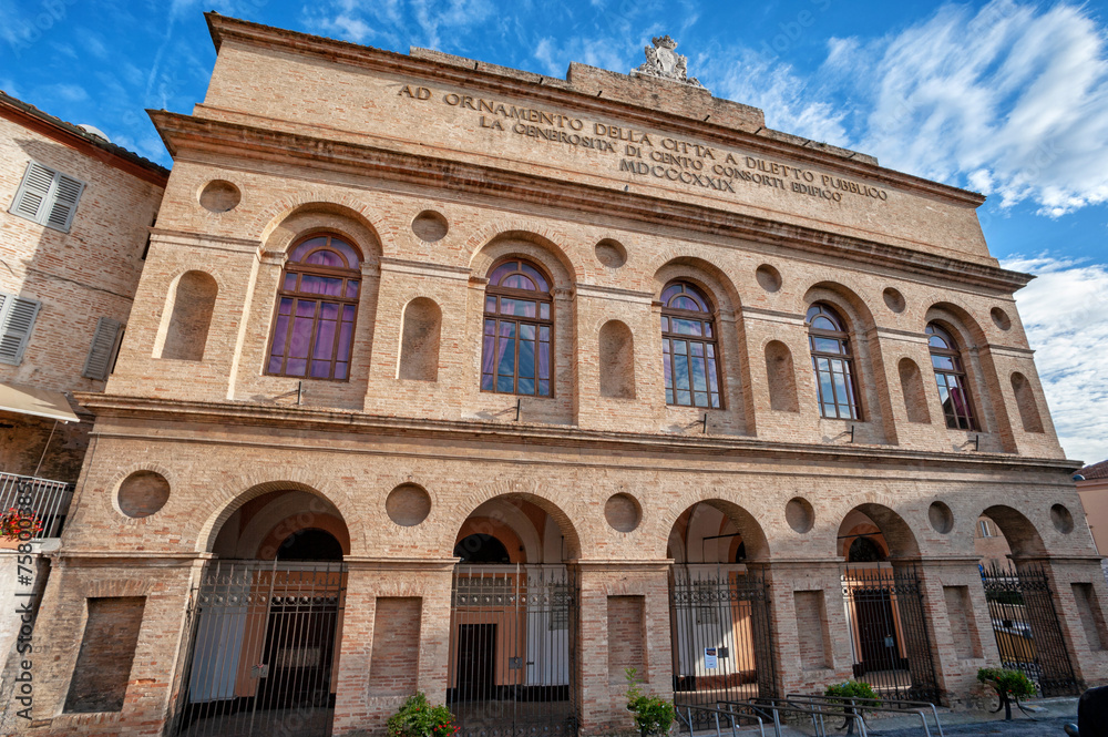 Macerata, Macera district, Marche region, Italy, exterior of the Sferisterio theatre