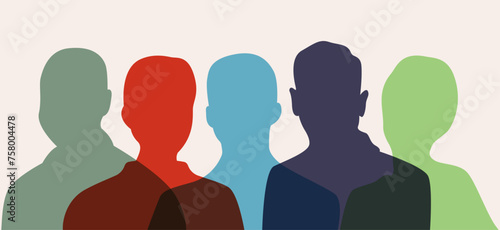 People in flat style, in vector. Isolated silhouettes of people.