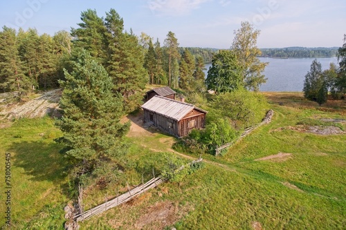 Aerial view of old Paikkari Cottage where Elias L  nnrot was born  the collector of folklore and compiler of Kalevala  Sammatti  Finland.