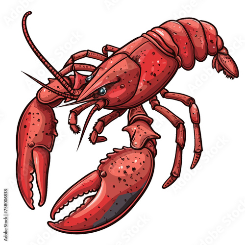 a drawing of a lobster with a red background