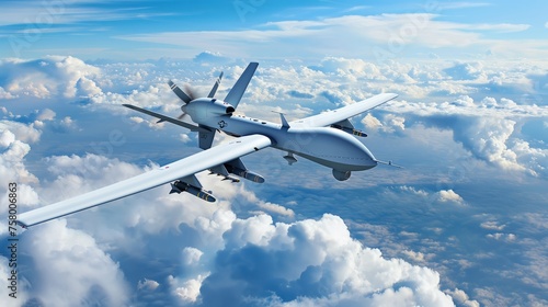 Unmanned combat aerial vehicle in the sky