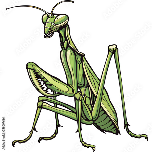 a praying mantis with a white background and a picture of a praying mantis.