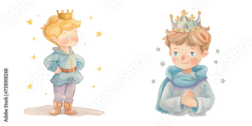  cute prince watercolour vector illustration