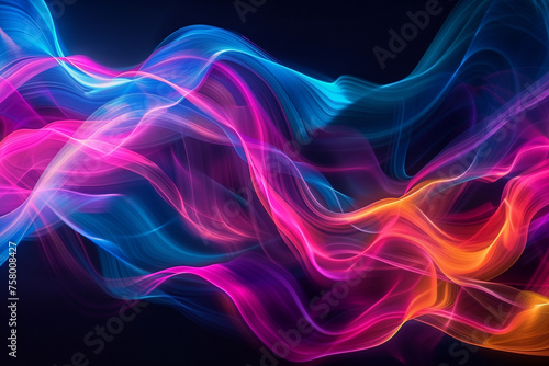 illustration of abstract colorful waves on black background