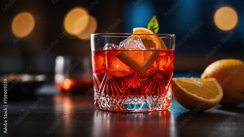 Negroni Cocktail at a beach bar Negroni Cocktail at a beach bar