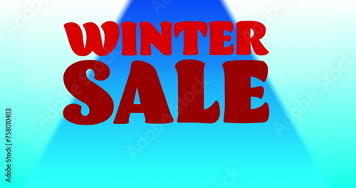 Image of winter sale text banner against gradient traingular shapes in seamless pattern