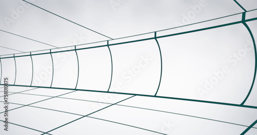 Image of moving green grid lines on white background 4k