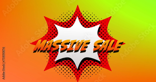 Image of the words Massive Sale in orange letters on a white explosion on orange to yellow backgroun