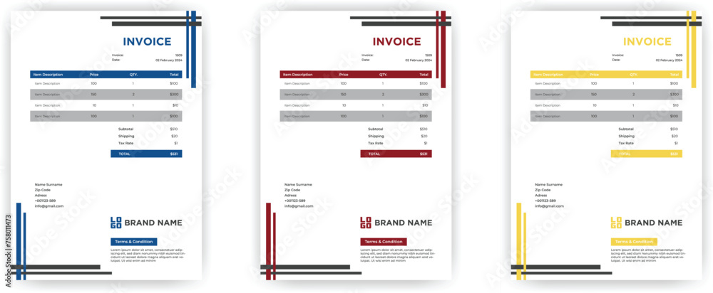 Abstract modern colorful business invoice template Abstract modern colorful business invoice template