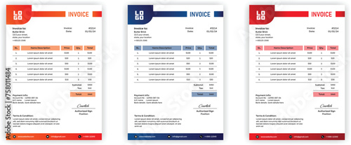 Abstract modern colorful business invoice template