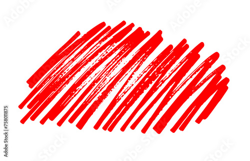 ペンで荒く塗りつぶす　赤　手描き