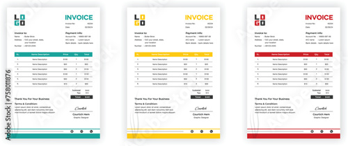 Abstract modern colorful business invoice template