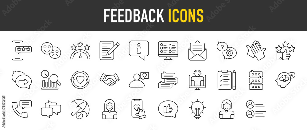 Feedback outline icon set. Vector icons illustration collection
