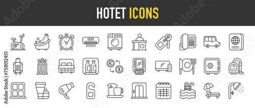 Hotel outline icon set. Vector icons illustration collection