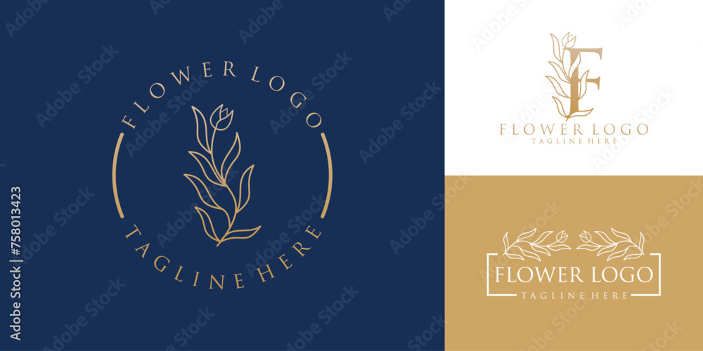 flower hand drawn logo feminine vector set template flower hand drawn logo feminine vector set template