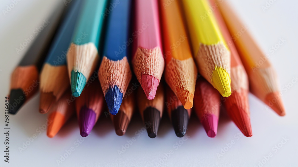 Sharpened coloring pencils lined up showcase the spectrum of possibilities, akin to AI Generative. Sharpened coloring pencils lined up showcase the spectrum of possibilities, akin to AI Generative.
