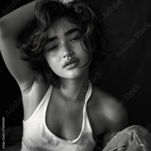 female model posing for photos in studio