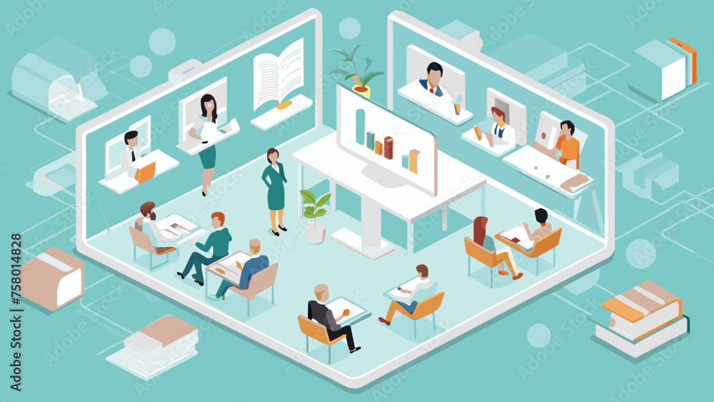 e-learning--online-education-and-virtual-classroom vector illustration