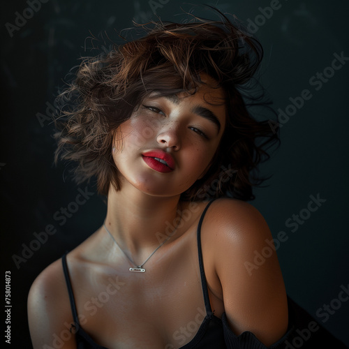 female model posing for photos in studio