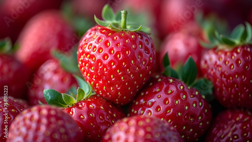 Luscious strawberries in close-up  full of natural sweetness  AI Generative.