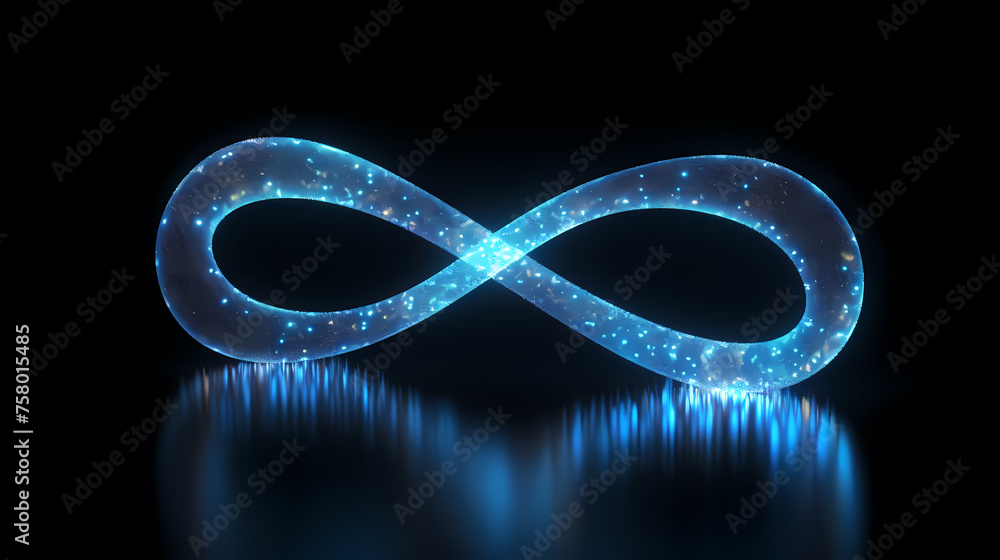 Infinity sign on bright neon background