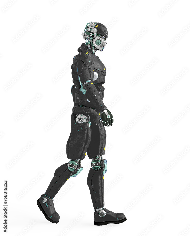 beta tester mech is wlking alone on side view beta tester mech is wlking alone on side view