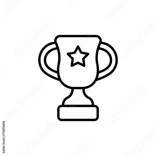 Trophy outline icons, minimalist vector illustration ,simple transparent graphic element .Isolated on white background