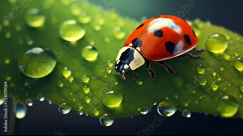 Ladybug on flower, a ladybug on background © Derby