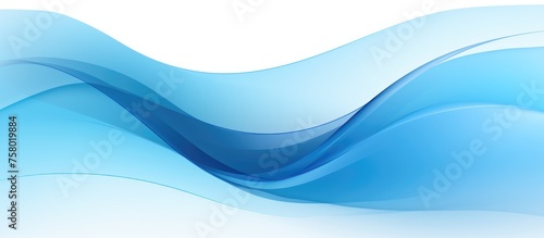 Abstract blue wavy lines banner with shadows © Vusal