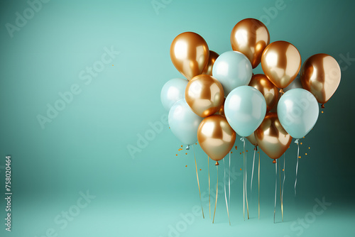 Wallpaper Mural Balloons on pastel blue background. Torontodigital.ca