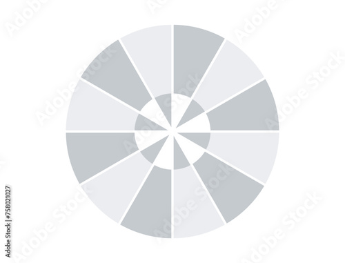 Round lucky wheel with six segmentation. Grey flat design. Jackpot concept  lottery  spin round drum  roulette  gamble  pie chart banner  Template  diagram. Vector illustration.