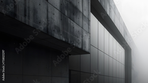 A minimalist shot of a modern building with reflections in the glass windows.