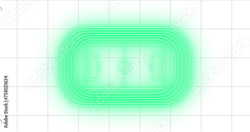 Image of neon football game strategy against square lined paper white background