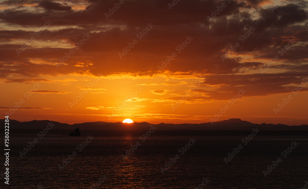 Sunset over lake Ometepe in Nicaragua