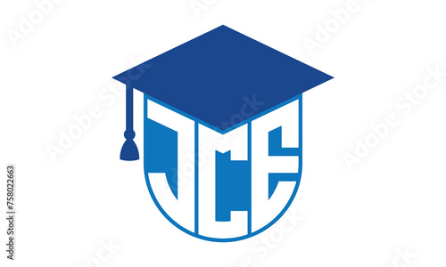 JCE initial letter academic logo design vector template. school college logo, university logo, graduation cap logo, institute logo, educational logo, library logo, teaching logo, book shop, varsity
