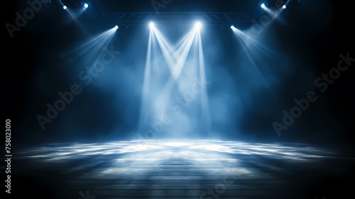 Stage illuminated by spotlights  abstract product placement background