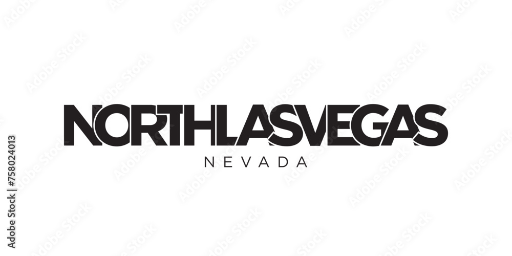 North Las Vegas, Nevada, USA typography slogan design. America logo with graphic city lettering for print and web.