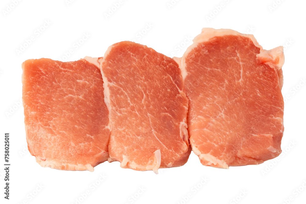 Raw pork pieces isolated on a white background. Raw pork pieces isolated on a white background.