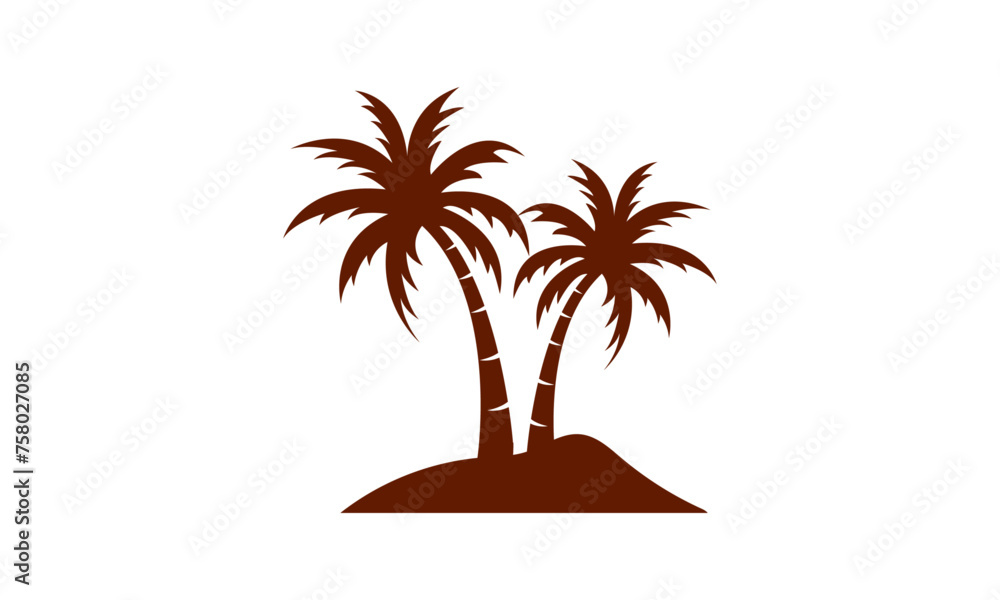 beach view logo design, sunset with island logo design vector illustration	
