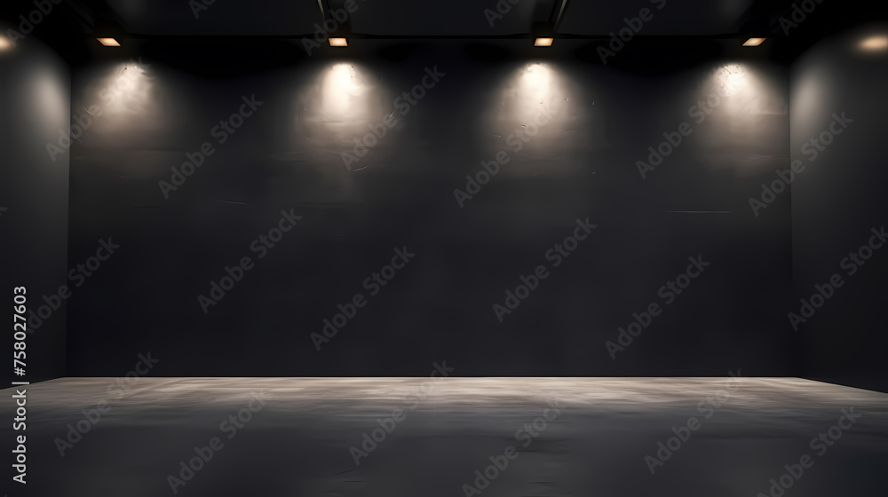 Light trails on the podium, atmospheric background with light mist Light trails on the podium, atmospheric background with light mist