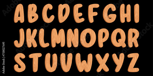 Wooden text Wooden textured typography wooden font vector illustration © AyeBeeKayyy