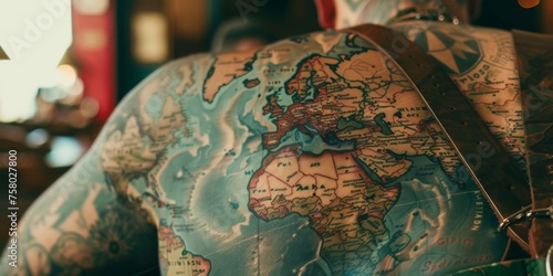 A map tattooed on a persons skin photo