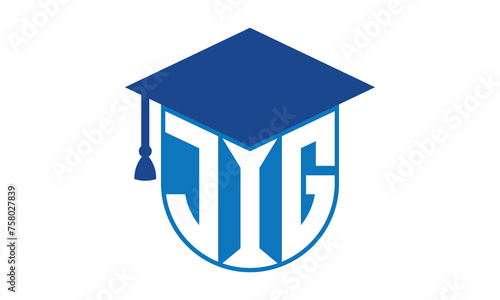JIG initial letter academic logo design vector template. school college logo, university logo, graduation cap logo, institute logo, educational logo, library logo, teaching logo, book shop, varsity