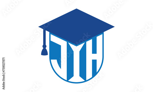 JIH initial letter academic logo design vector template. school college logo, university logo, graduation cap logo, institute logo, educational logo, library logo, teaching logo, book shop, varsity
